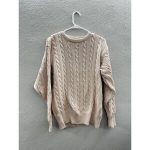 Jumpers Womens Sweater Size Medium Pink Cable Knit Pure Cotton Vintage
